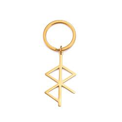 Amaxer Skandinavische nordische Rune Amulett für Liebe und Frieden Schlüsselanhänger Wikinger Runen Edelstahl Schmuck Geschenke Anhänger Kette Schlüsselanhänger Schlüsselanhänger, gold von Amaxer