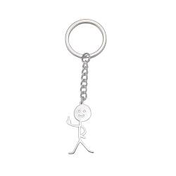 Amaxer Smiley Mittelfinger Stickman Schlüsselanhänger Lustig Gekritzel Streichholz Finger Edelstahl Schmuck Anhänger Kette Schlüsselanhänger Schlüsselbund (Stil1) von Amaxer