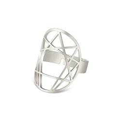 Amaxer Traumfänger Ring für Frauen Gear Crane Enneagramm Meditation Symbol Statement ausgehöhlte Out Open Verstellbarer Fingerring Schmuck Geschenke für Frauen Mädchen, Metall von Amaxer