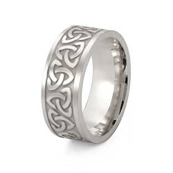 Amaxer Triquetra Ring für Männer Trinity Irish Eternity Love Keltischer Knoten Wikinger Norse Edelstahl Statement Ehering Fingerring für Männer Frauen (Triquetra-Silber, 8) von Amaxer