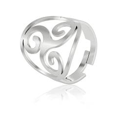 Amaxer Triskele Triskelion Ring Daumenringe für Frauen Breite Verstellbare Ringe Chunky Hollowed Out Strand Schmuck Geschenke für Frauen Mädchen (Silber) von Amaxer