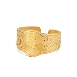 Amaxer Wikinger Ring für Männer nordisches nordisches Odin Symbol Valknut Triskele Triskelion Edelstahl offen verstellbar Statement Band Ring für Männer Frauen, Edelstahl von Amaxer