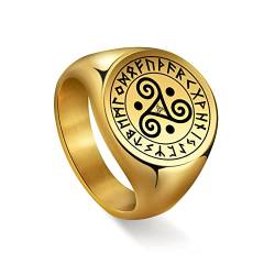 Amaxer Wikinger Triskele Triskelion Ring für Herren Dreifach Spirale Runen Vintage Nordic Wicca Amulett Ring Statement Band, 9-12, Edelstahl von Amaxer