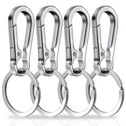 Amaxiu 4 Stück Robuster Karabiner Schlüsselanhänger, Zinklegierung Schlüsselanhänger mit Schlüsselring Schnellverschluss Metall Schlüsselanhänger Clips Schlüsselanhänger Halter Organizer (Silber) von Amaxiu