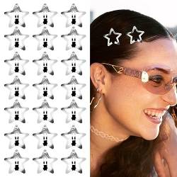 Amaxiu Stern Haarspangen, 50 Stück 3,1 cm silberne Metall Haarspangen mit Druckknöpfen rutschfeste Kopfbedeckungen niedliche kleine Haar Accessoires für Frauen Mädchen Geburtstagsfeier Alltag von Amaxiu