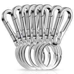 Amaxiu 8 Stück Robuster Karabiner Schlüsselanhänger, Zinklegierung Schlüsselanhänger mit Schlüsselring Schnellverschluss Metall Schlüsselanhänger Clips Schlüsselanhänger Halter Organizer (Silber) von Amaxiu