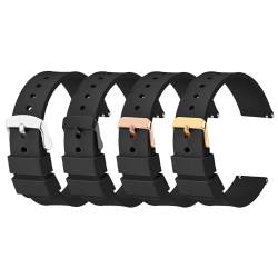 Amaxiu Silikon Uhrenarmbänder,4 Stück Edelstahl Schnellverschluss Smartwatch Armband Schwarzer Uhrenarmband für Herren Kompatibel mit Sportuhren Armbändern von Amaxiu