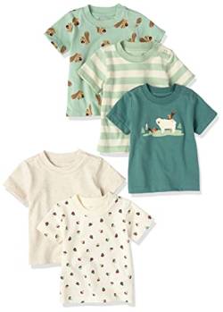 Amazon Essentials Baby Jungen Kurzärmeliges T-Shirt, 5er-Pack, Elfenbein Wald, Frühchen von Amazon Essentials