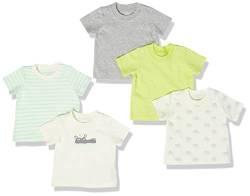 Amazon Essentials Baby Jungen Kurzärmeliges T-Shirt, 5er-Pack, Grau/Grellweiß Nilpferd/Grün Streifen/Lindgrün/Weiß, 0 Monate von Amazon Essentials