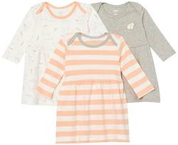 Amazon Essentials Baby Mädchen Langarm-Kleid, 3er-Pack, Grau/Hellrosa Streifen/Weiß/Kaninchen, 24 Monate von Amazon Essentials