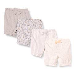 Amazon Essentials Baby Mädchen Pumpshorts, 4er-Pack, Dunkelgrau Carrots/Elfenbein Kaninchen/Grau/Hellgrau Streifen, 0-3 Monate von Amazon Essentials