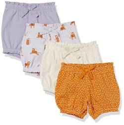 Amazon Essentials Baby Mädchen Pumpshorts, 4er-Pack, Elfenbein/Gold Punkte/Lila/Tiger, 12 Monate von Amazon Essentials