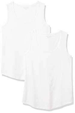 Amazon Essentials Damen Ärmelloses Tanktop aus 100 % Baumwolle mit klassischer Passform, 2er-Pack, Weiß, M von Amazon Essentials