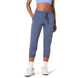 Amazon Essentials Damen Crop-Jogginghose elastisches Gewebe leistungsstark, Blau Night Shadow, L von Amazon Essentials