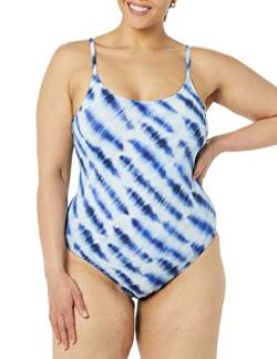 Amazon Essentials Damen Einteiliger Badeanzug mit Dünnen Trägern, Blau Batik, 44 von Amazon Essentials