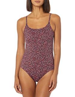 Amazon Essentials Damen Einteiliger Badeanzug mit Dünnen Trägern, Ziegelrot Leopardenmuster, 46 von Amazon Essentials