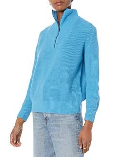 Amazon Essentials Damen Gerippter Pullover mit halbem Reißverschluss in lockerer Passform (in Übergröße erhältlich) (Früher Amazon Aware), Türkisblau, M von Amazon Essentials