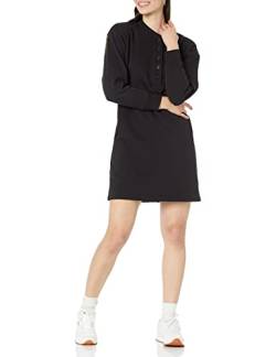 Amazon Essentials Damen Henley-Sweatshirtkleid aus Strick (erhältlich in Übergrößen), Schwarz, L von Amazon Essentials