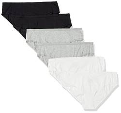 Amazon Essentials Damen Hipster-Unterwäsche Baumwolle (Erhältlich in Übergröße), 6er-Pack, Grau Meliert/Schwarz/Weiß, 6XL Große Größen von Amazon Essentials