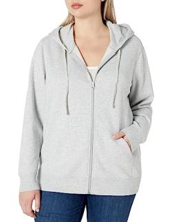 Amazon Essentials Damen Hoodie mit Langem Reißverschluss aus French-Terry-Fleece (Erhältlich in Übergröße), Hellgrau Meliert, L von Amazon Essentials