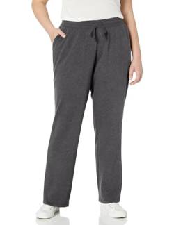 Amazon Essentials Damen Jogginghose aus Fleece mit geradem Bein (in großen Größen erhältlich), Dunkelgrau Meliert, L von Amazon Essentials