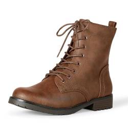 Amazon Essentials Damen Kampfstiefel mit Schnürung, Cognac, 44 EU von Amazon Essentials