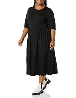 Amazon Essentials Damen Kurzärmeliges Midi-Strickkleid mit Rundhalsausschnitt (erhältlich in Übergröße), Schwarz, M von Amazon Essentials