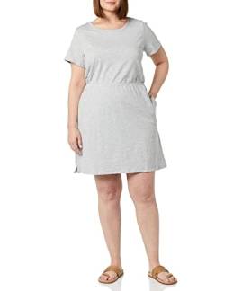 Amazon Essentials Damen Kurzärmeliges Minikleid aus Baumwolljersey mit elastischer Taille, Hellgrau Meliert, XXL von Amazon Essentials