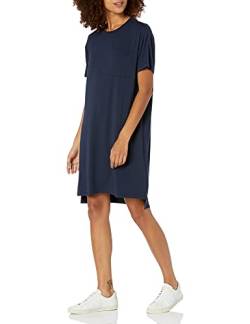 Amazon Essentials Damen Kurzärmeliges T-Shirt-Kleid mit Tasche, Jersey, Oversized-Passform (Früher Daily Ritual), Marineblau, M von Amazon Essentials