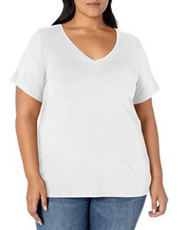 Amazon Essentials Damen Kurzärmeliges T-Shirt mit V-Ausschnitt (erhältlich in Übergröße), Weiß, 3XL Große Größen von Amazon Essentials