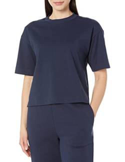 Amazon Essentials Damen Kurzärmliges T-Shirt aus Bio-Baumwolle mit überschnittenen Schultern und Lockerem Boxy-Schnitt (erhältlich in Übergrößen), Marineblau, 6XL Große Größen von Amazon Essentials