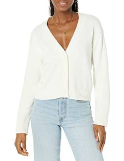 Amazon Essentials Damen Kurzer Cardigan mit V-Ausschnitt in lockerer Passform, Eierschalenweiß, XXL von Amazon Essentials