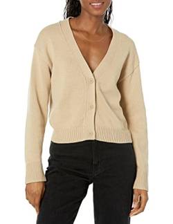 Amazon Essentials Damen Kurzer Cardigan mit V-Ausschnitt in lockerer Passform, Hellbraun, XXL von Amazon Essentials