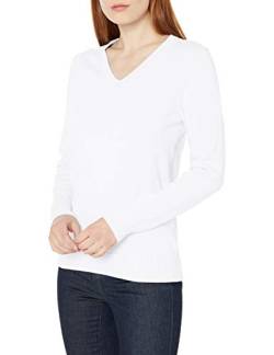 Amazon Essentials Damen Langärmeliger Pullover mit V-Ausschnitt, 100% Baumwolle, Weiß, M von Amazon Essentials