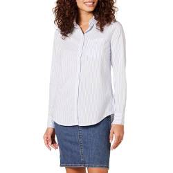 Amazon Essentials Damen Langärmeliges Hemd aus Popeline, Klassischer Schnitt, Französisch Blau Weiß Streifen, XS von Amazon Essentials