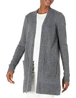 Amazon Essentials Damen Langärmliger Cardigan mit Jerseymaschen und offener Vorderseite, Dunkelgrau Meliert, M von Amazon Essentials