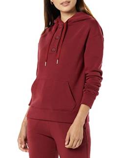 Amazon Essentials Damen Langärmliger Henley-Hoodie aus Fleece (in Übergröße erhältlich) (Früher Amazon Aware), Dunkelrot, XXL von Amazon Essentials