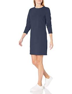 Amazon Essentials Damen Langärmliges Fleecekleid mit Rundhalsausschnitt und Überknielänge, Marineblau, S von Amazon Essentials