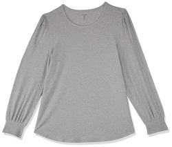 Amazon Essentials Damen Langarm-T-Shirt mit Rundhalsausschnitt, Stehkragen und gesmokten Bündchen, Grau Meliert, XL von Amazon Essentials