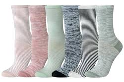 Amazon Essentials Damen Legere Crew Socken, 6 Paar, Mehrfarbig/Space-dye/Streifen, 36-39.5 von Amazon Essentials