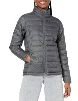 Amazon Essentials Damen Leichte, langärmelige, Wasserabweisende, packbare Pufferjacke (in Übergröße erhältlich), Kohlegrau Meliert, XXL von Amazon Essentials