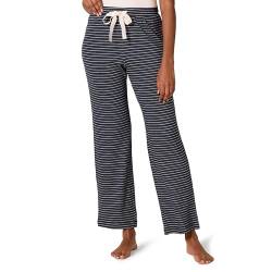 Amazon Essentials Damen Leichte Lounge-Pyjamahose aus Terry-Frottee, Marineblau Weiß Ministreifen, L von Amazon Essentials