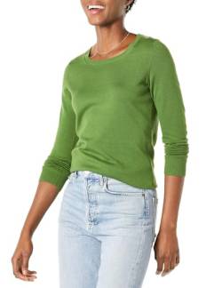 Amazon Essentials Damen Leichter, Langärmeliger Pullover Mit Rundhalsausschnitt (Erhältlich in Übergröße), Grün, S von Amazon Essentials