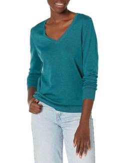 Amazon Essentials Damen Leichter, Langärmeliger Pullover Mit V-Ausschnitt, Klassischer Schnitt (Erhältlich In Übergröße), Blaugrün Meliert, XL von Amazon Essentials