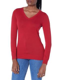Amazon Essentials Damen Leichter, Langärmeliger Pullover Mit V-Ausschnitt, Klassischer Schnitt (Erhältlich In Übergröße), Rot, XS von Amazon Essentials