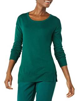 Amazon Essentials Damen Leichter, langärmliger Tunika-Pullover mit U-Ausschnitt (in Übergröße erhältlich), Dunkelgrün, XS von Amazon Essentials