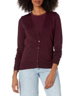 Amazon Essentials Damen Leichter Cardigan mit V-Ausschnitt (in Übergröße erhältlich), Burgunderrot, XL von Amazon Essentials