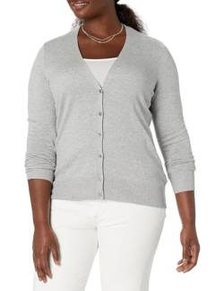 Amazon Essentials Damen Leichter Cardigan mit V-Ausschnitt (in Übergröße erhältlich), Hellgrau Meliert, M von Amazon Essentials