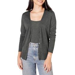 Amazon Essentials Damen Leichter Cardigan mit V-Ausschnitt (in Übergröße erhältlich), Kohlegrau Meliert, 5XL Große Größen von Amazon Essentials