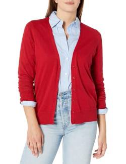 Amazon Essentials Damen Leichter Cardigan mit V-Ausschnitt (in Übergröße erhältlich), Rot, XL von Amazon Essentials